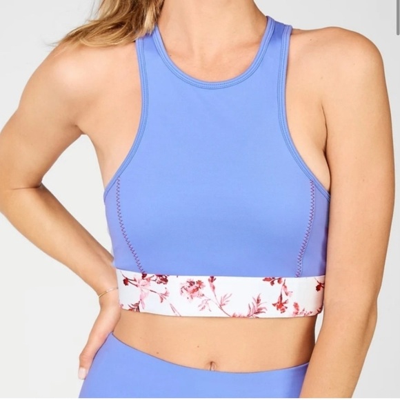 Fabletics Other - Fabletics | Claire Midi Medium Impact Sports Bra | Crystal Bloom / White